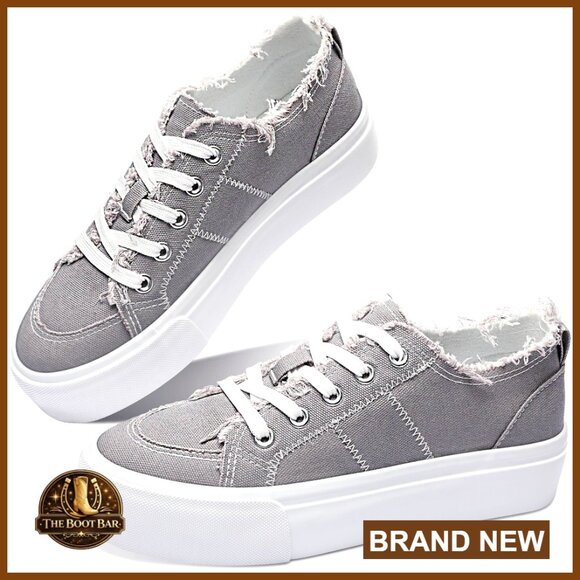 Shoes - Women's Platform Canvas Sneakers, 1.5 Inch Lift, Lace-Up Low Top Walking Shoes